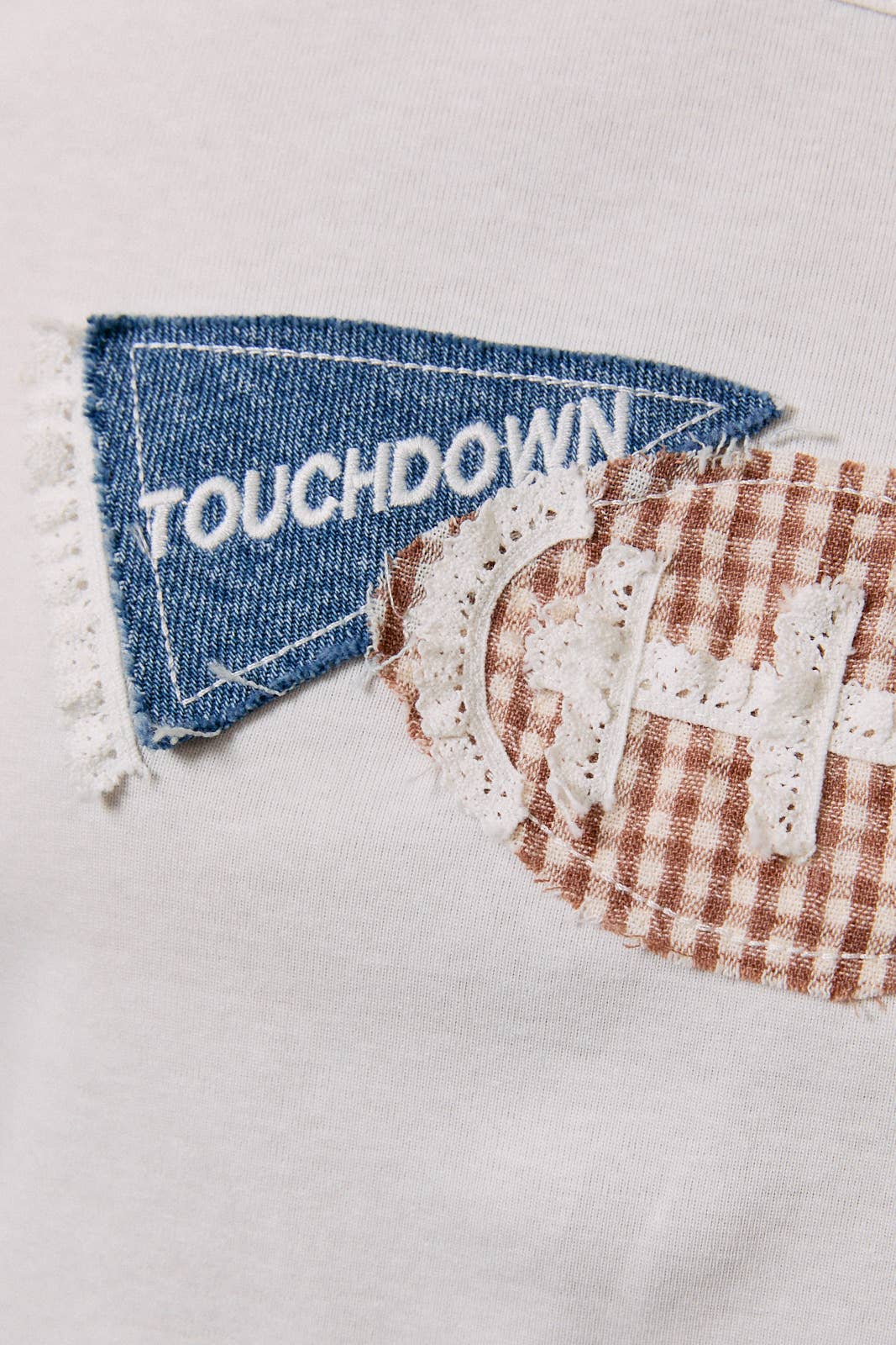 "TOUCH DOWN" PATCHWORK SHORT SLEEVE ROUND NECK BABY TEE