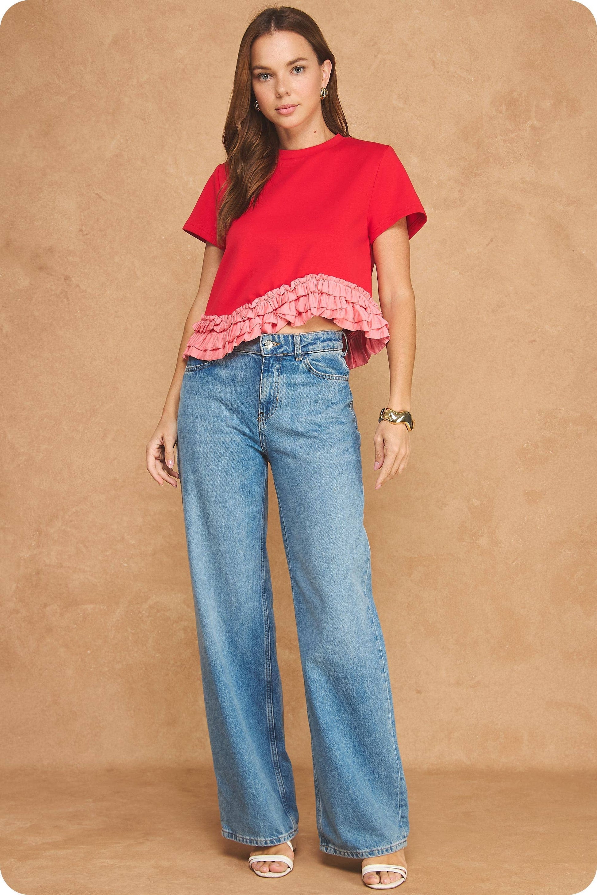 Ruffle Frill Asymmetric Hem Top