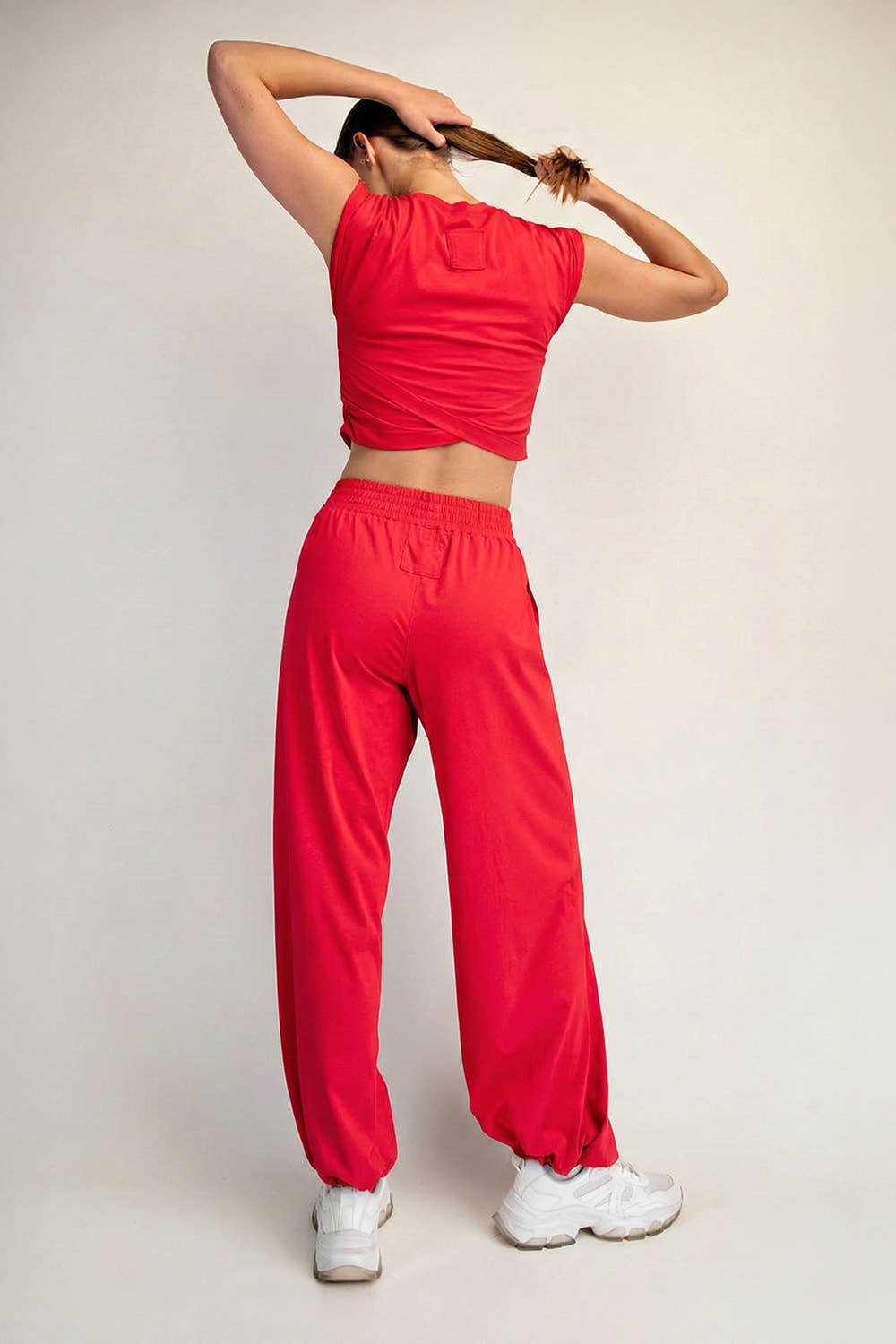 COTTON LYCRA CROSSOVER SET: Flamingo Pink