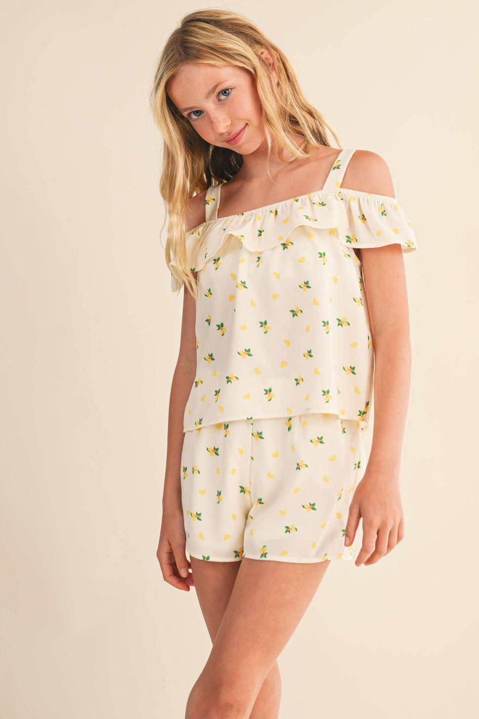 TWEEN KIDS GIRLS OFF SHOULDER SHORTS SET