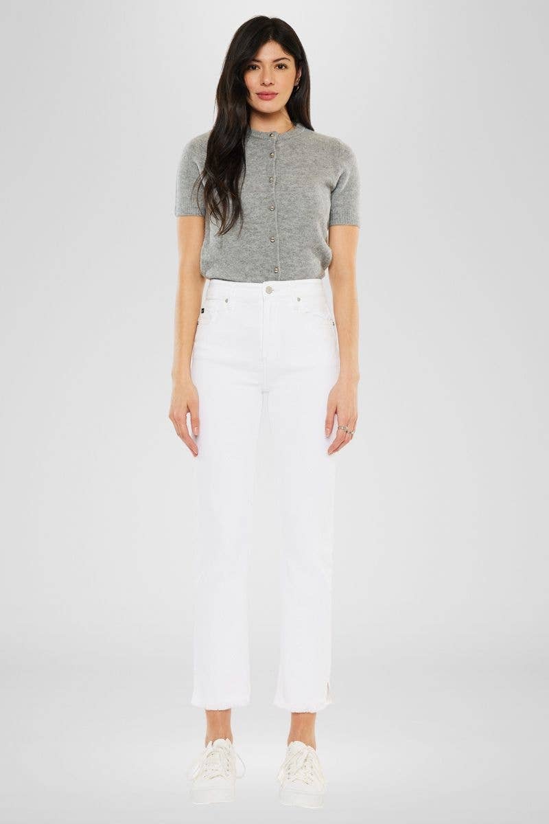 HIGH RISE WHITE SLIM STRAIGHT JEANS