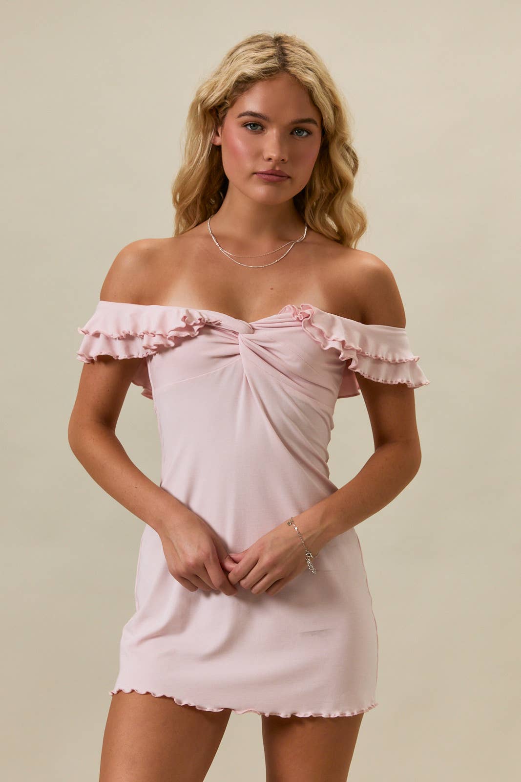 * Lettuce Hem Off The Shoulder Knit Dress