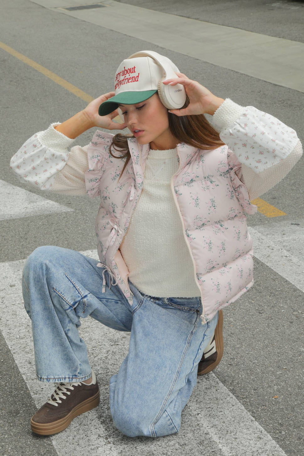 FRONT ROW RUFFLE SLEEVE PUFFER VEST