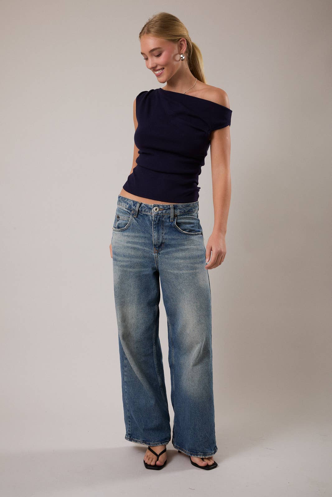 Asymmetrical Neck Sweater Top