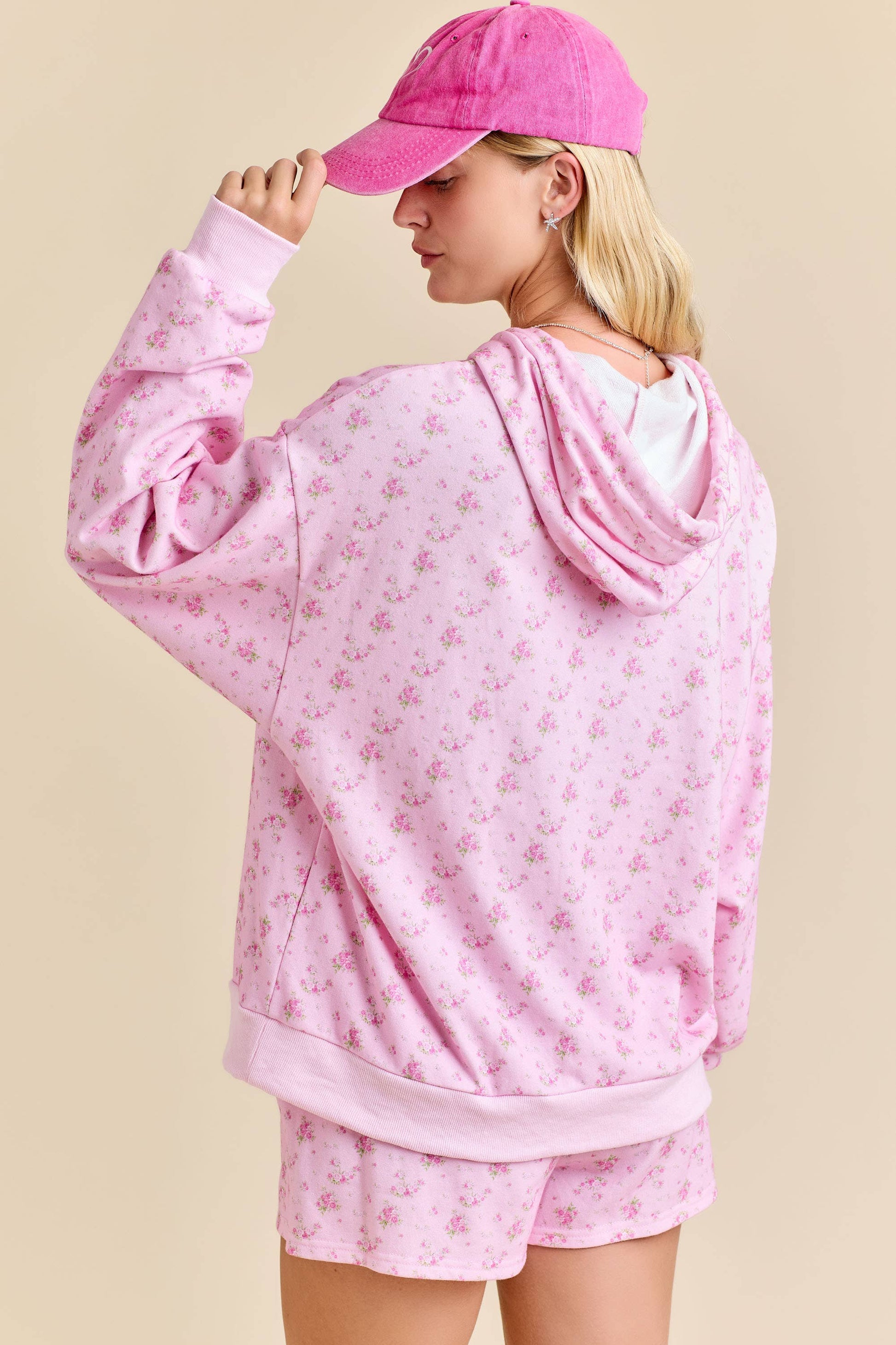 FLORAL PRINT HOODIE SET β PASTEL COZY LOUNGEWEAR