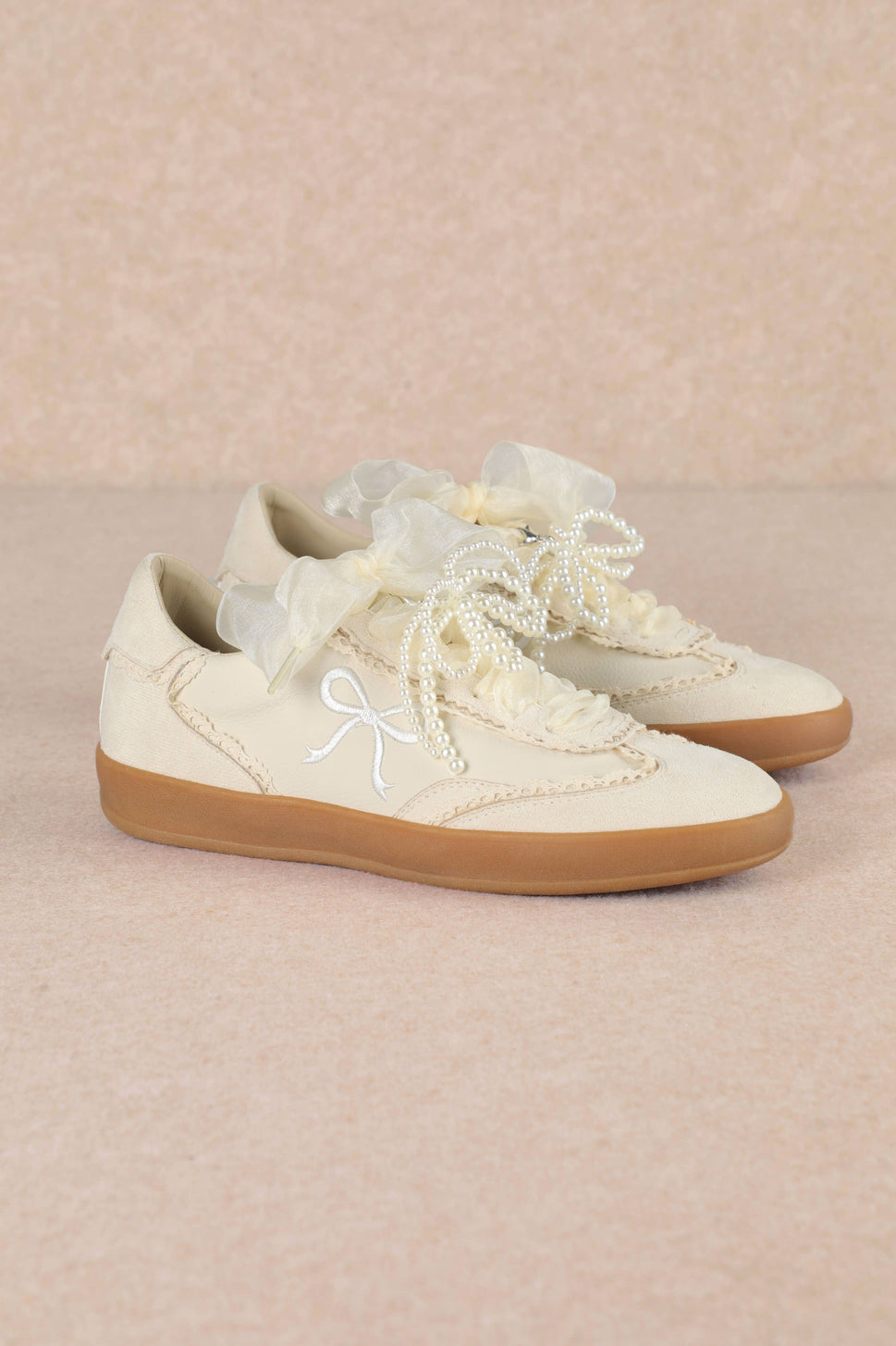 JULIE: Ivory Bow Sneaker