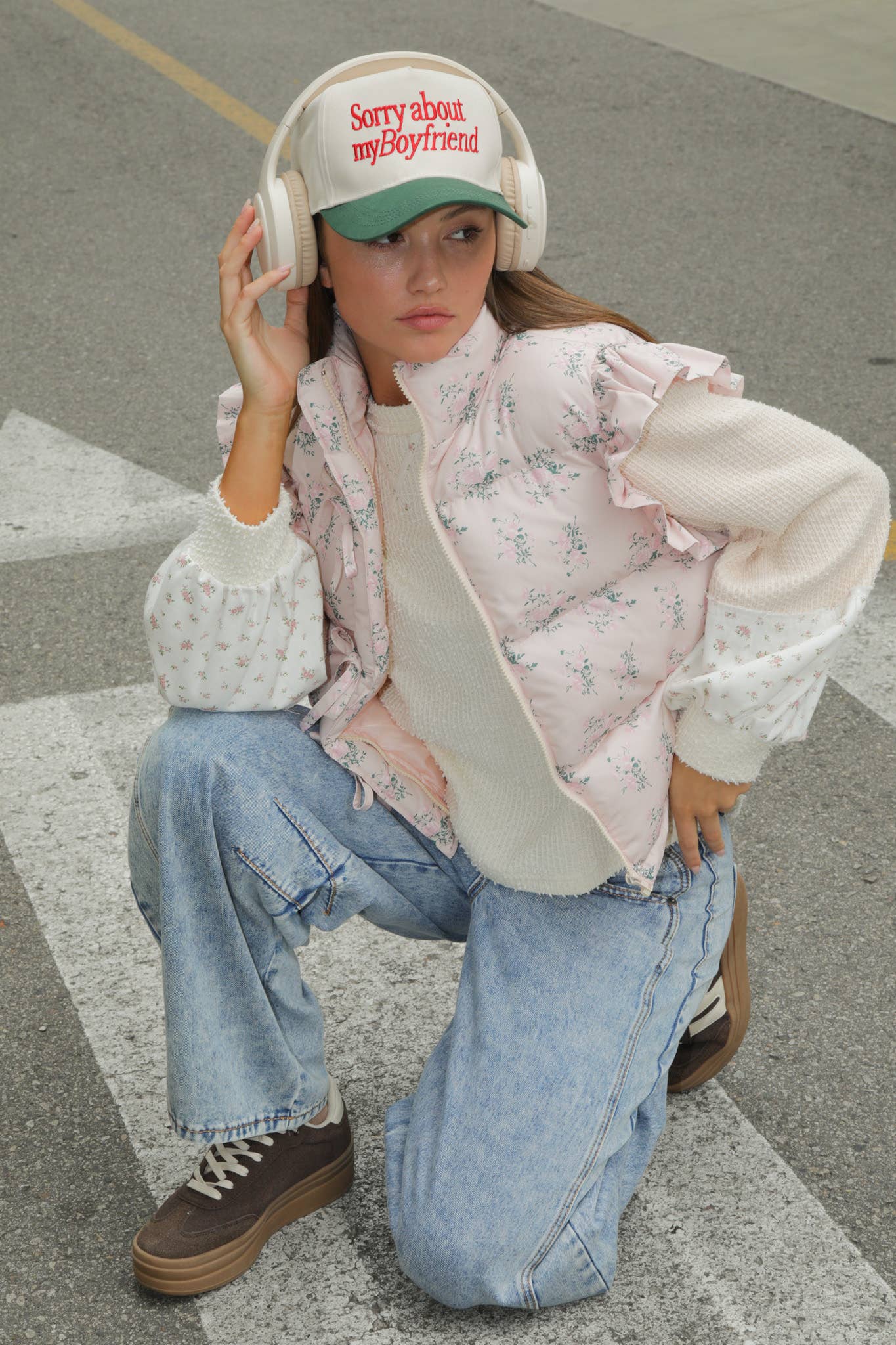 FRONT ROW RUFFLE SLEEVE PUFFER VEST