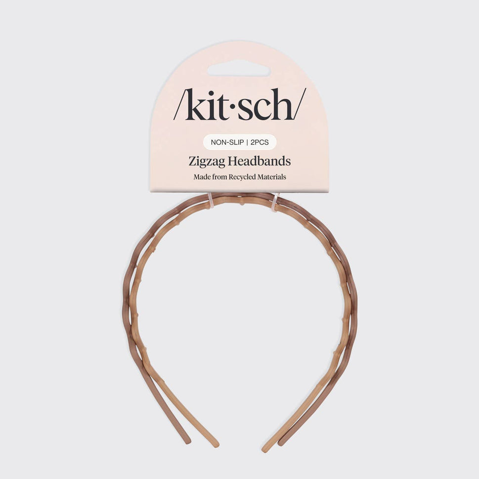 Recycled Plastic Zig Zag Headband 2pc - Neutral