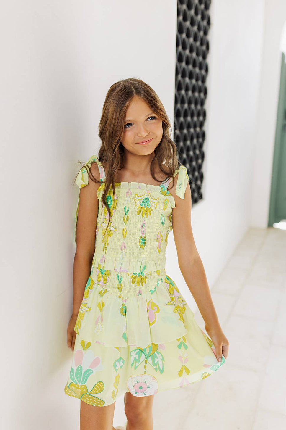The Rainey Tie Strap Tween Dress Ruched