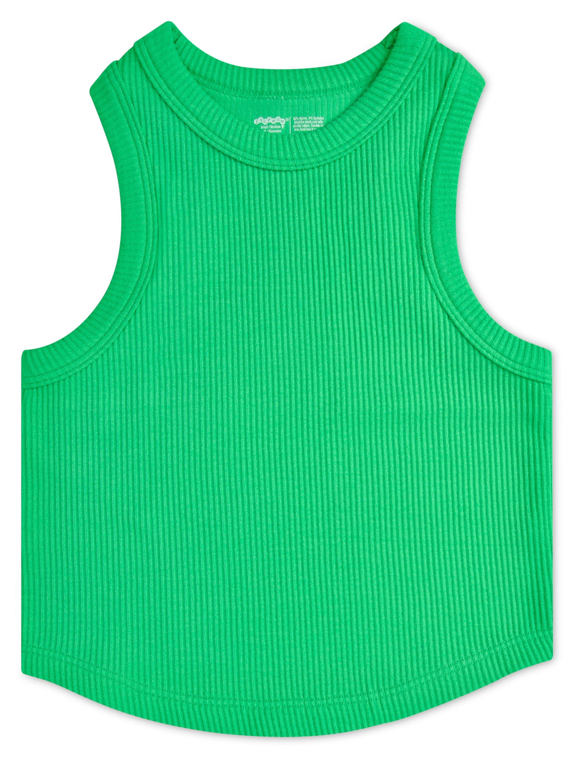 Glam Green Cropped Ribbed Racerback Tank Top