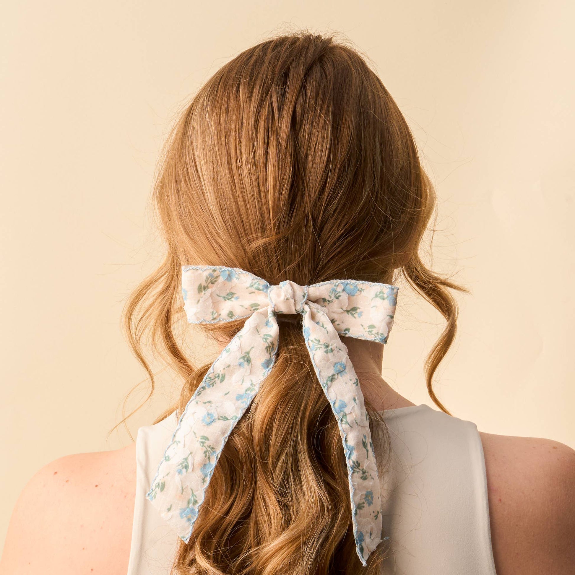 FLORAL FLAIR HAIR BOW - BLUE