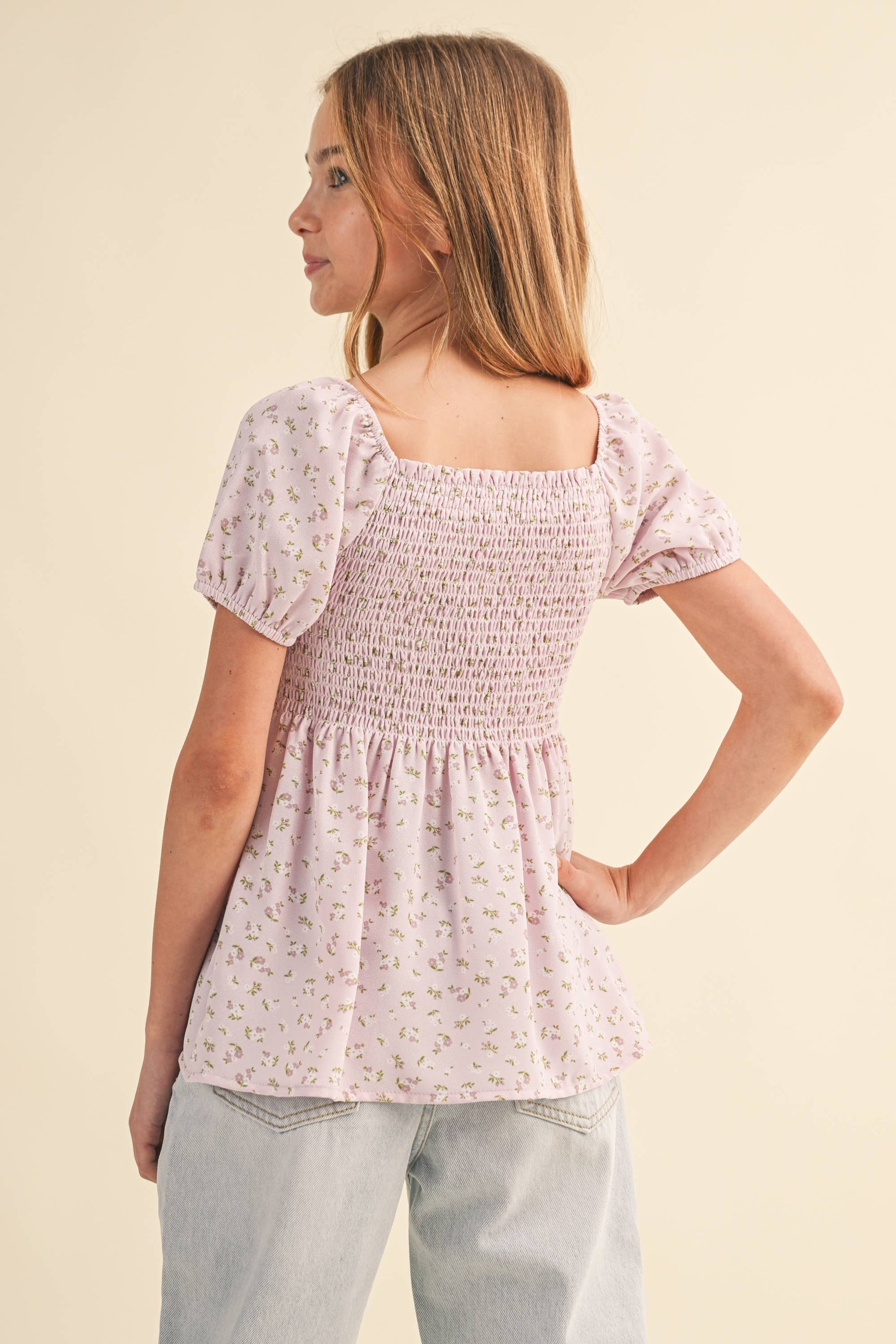 TWEEN KIDS GIRLS SMOCKED TOP
