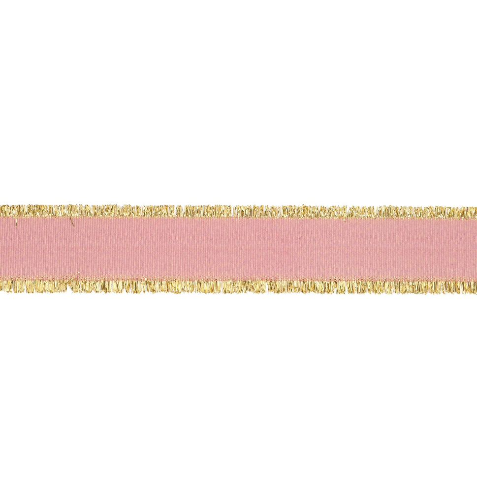 1" Textured Grosgrain Ribbon | Gold Metallic Fringe Quartz | 25 Yard Roll