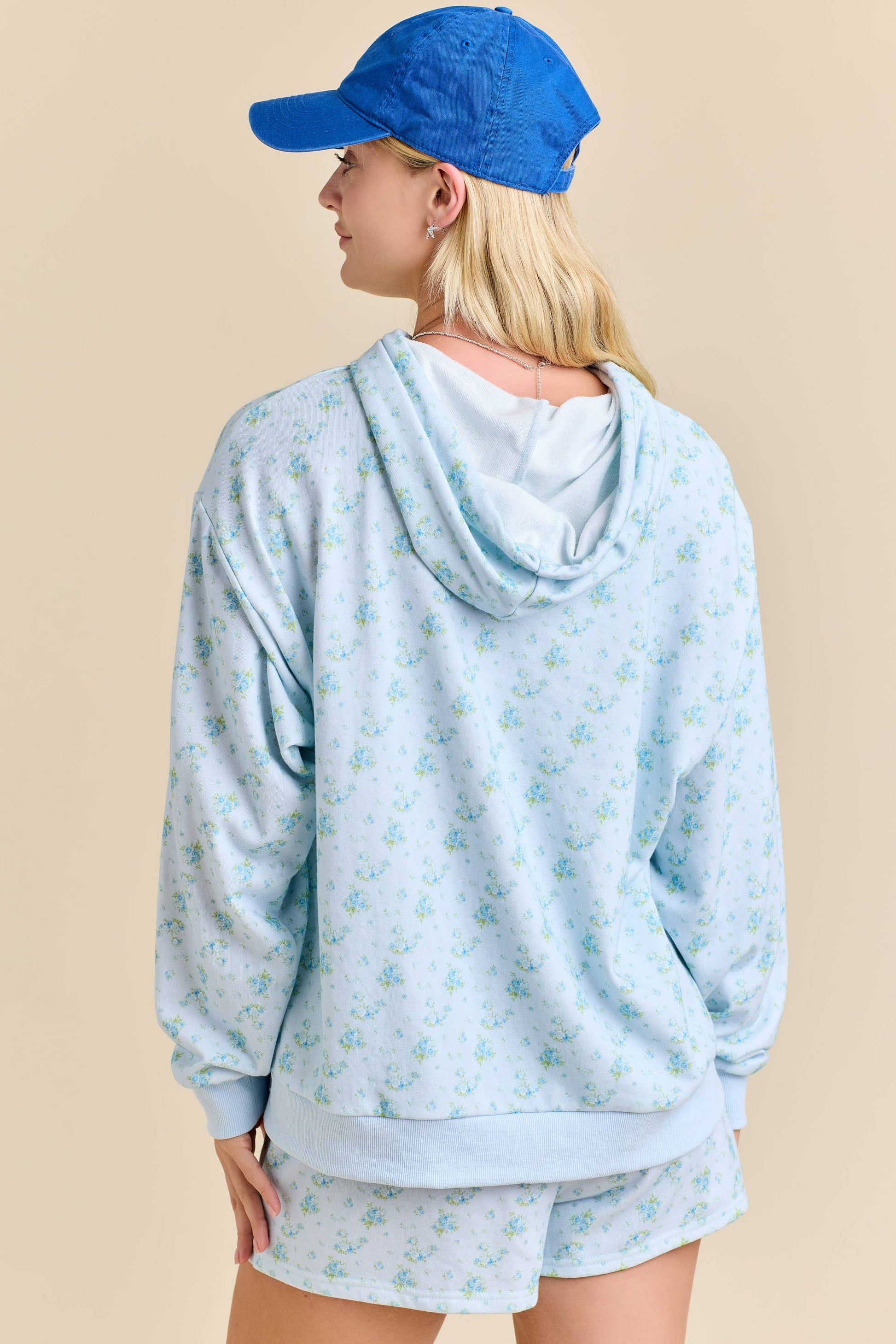 FLORAL PRINT HOODIE SET β PASTEL COZY LOUNGEWEAR