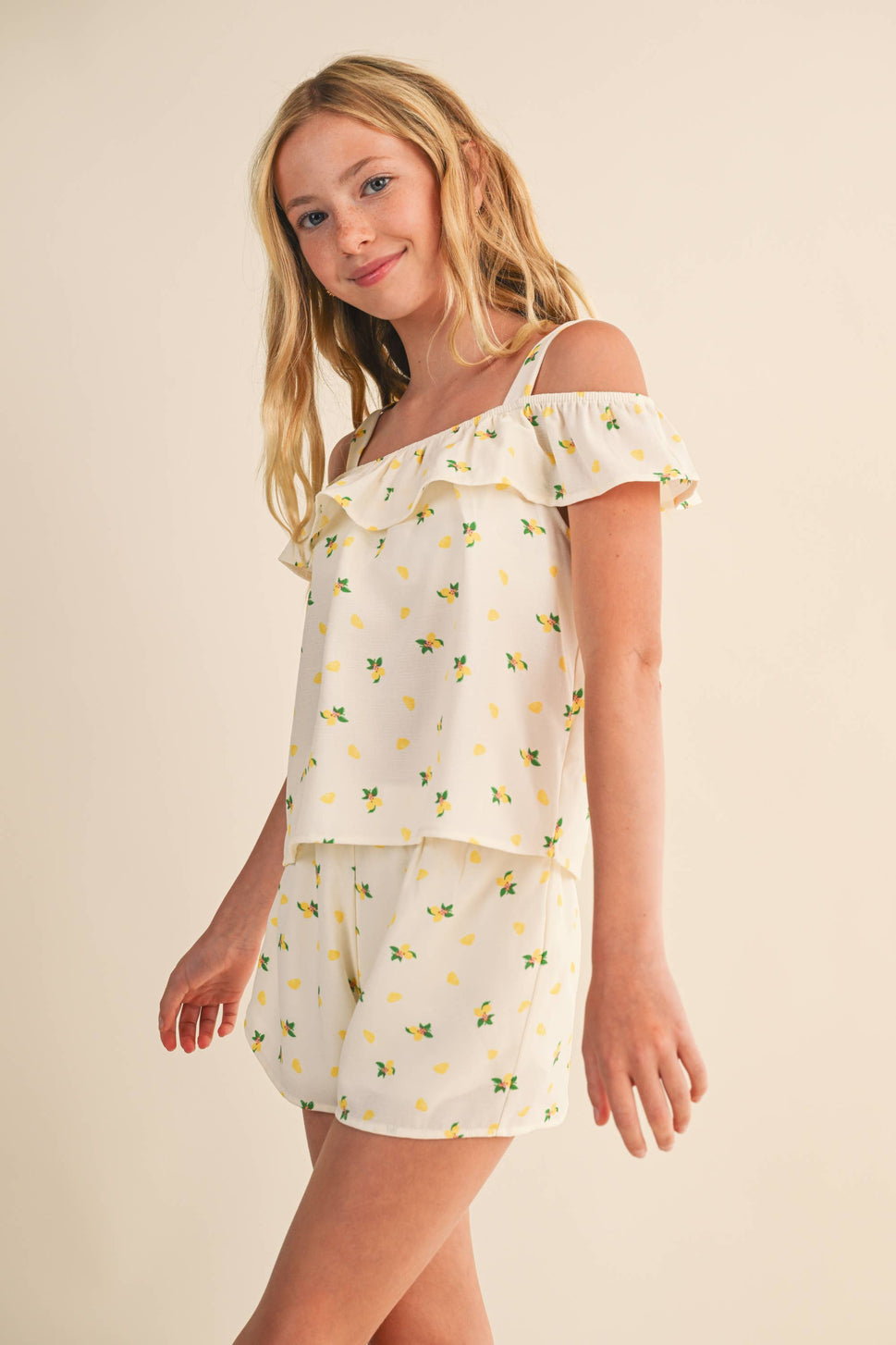TWEEN KIDS GIRLS OFF SHOULDER SHORTS SET