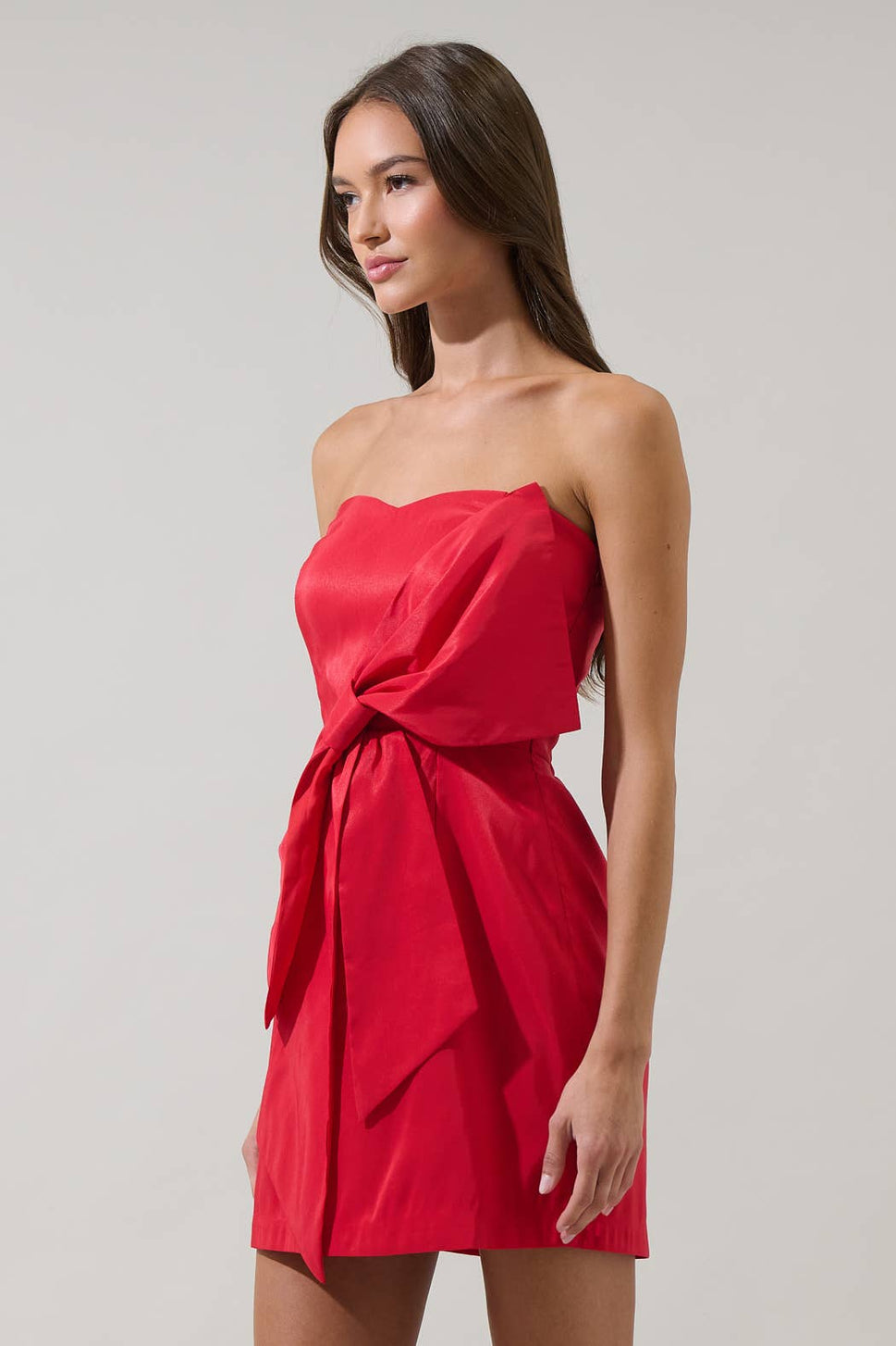 *Albina Strapless Bow Mini Dress