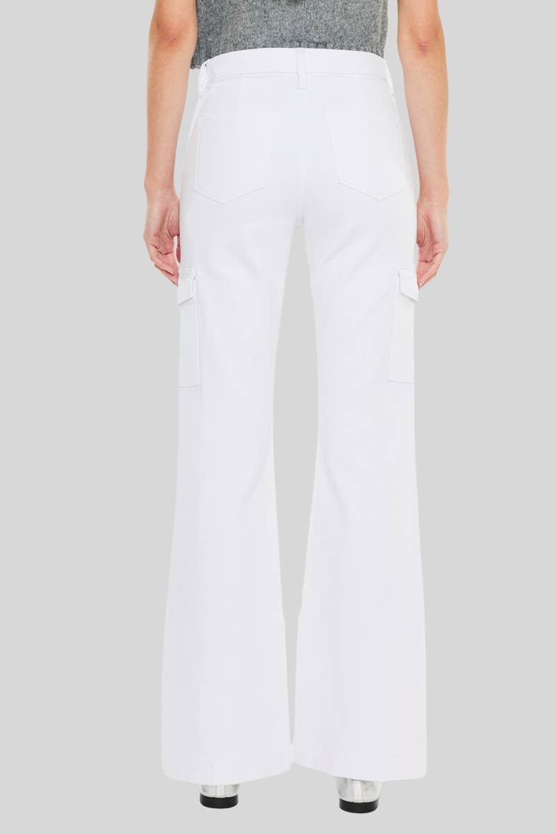 *Kan Can High Rise Wide Flare Jeans - White