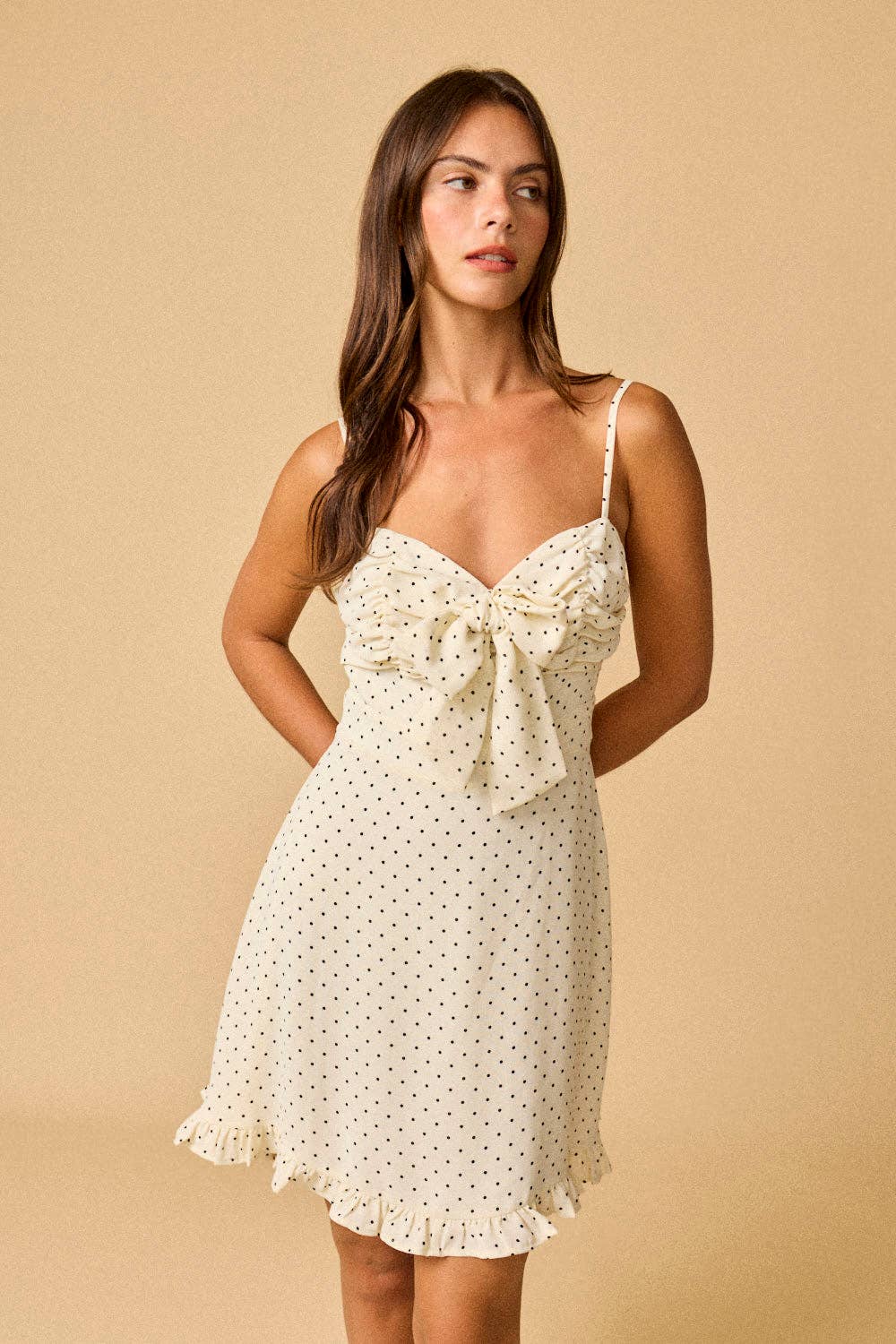 Caroline Polka Dot Dress: Cream/Black