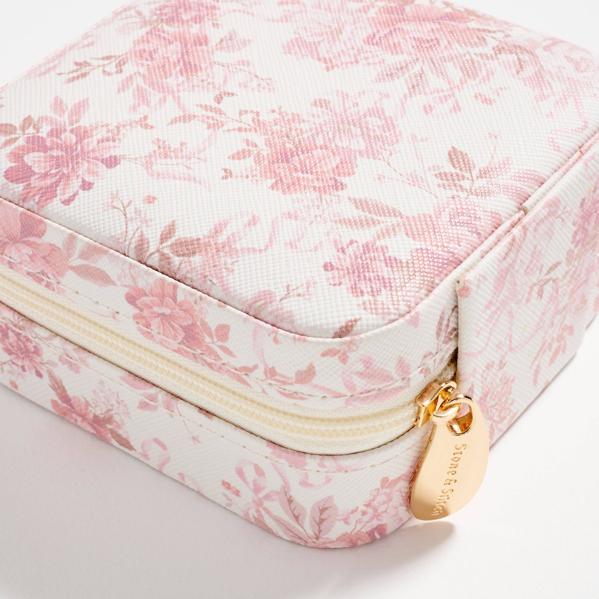 Floral Travel Jewelry Box with Mirror