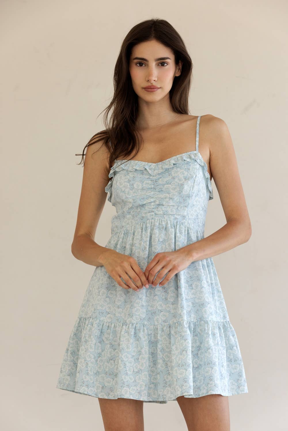 FLORAL RUFFLED MINI DRESS