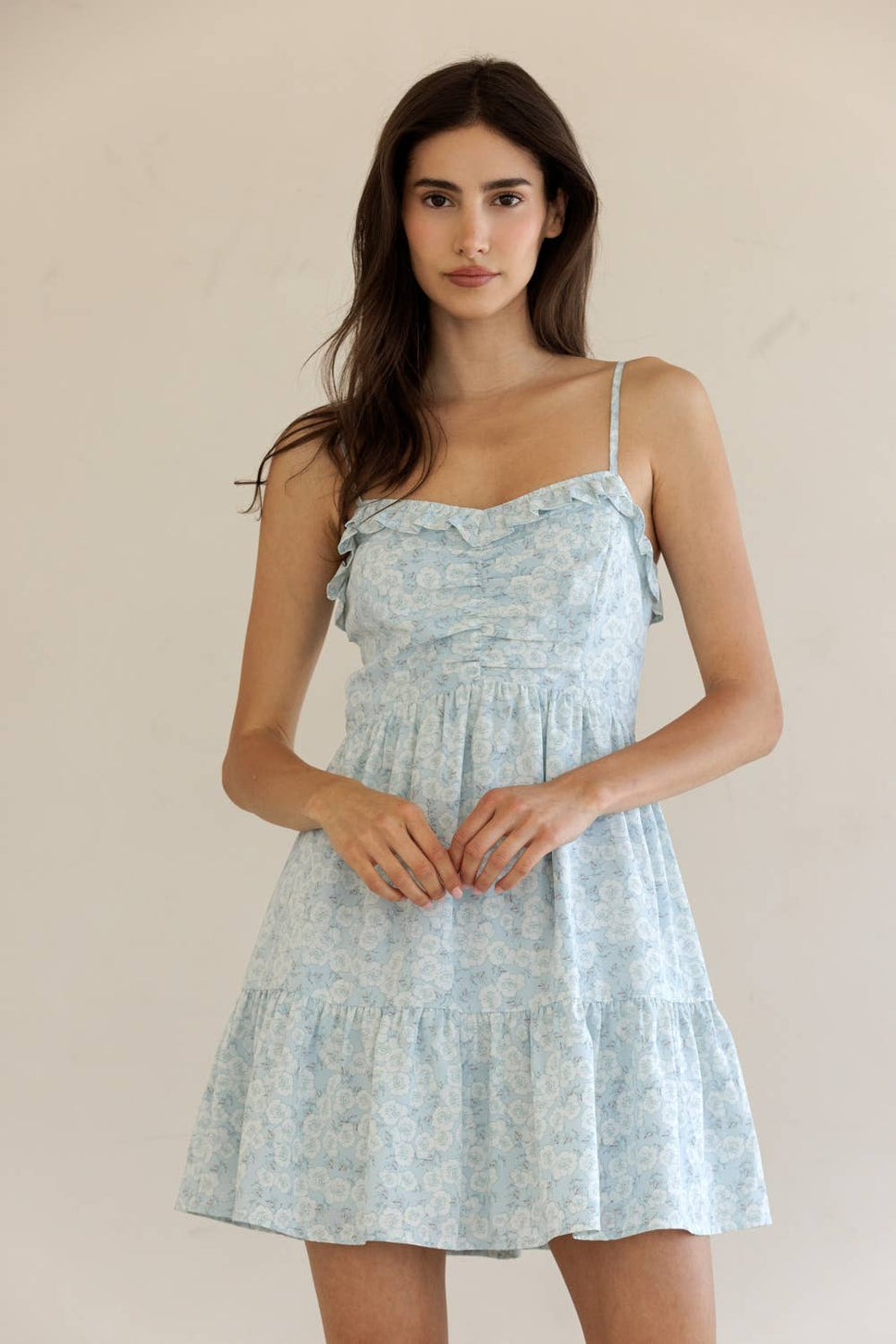 FLORAL RUFFLED MINI DRESS