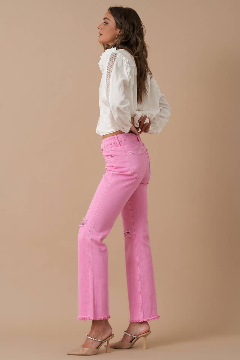 High Waisted Pink Denim
