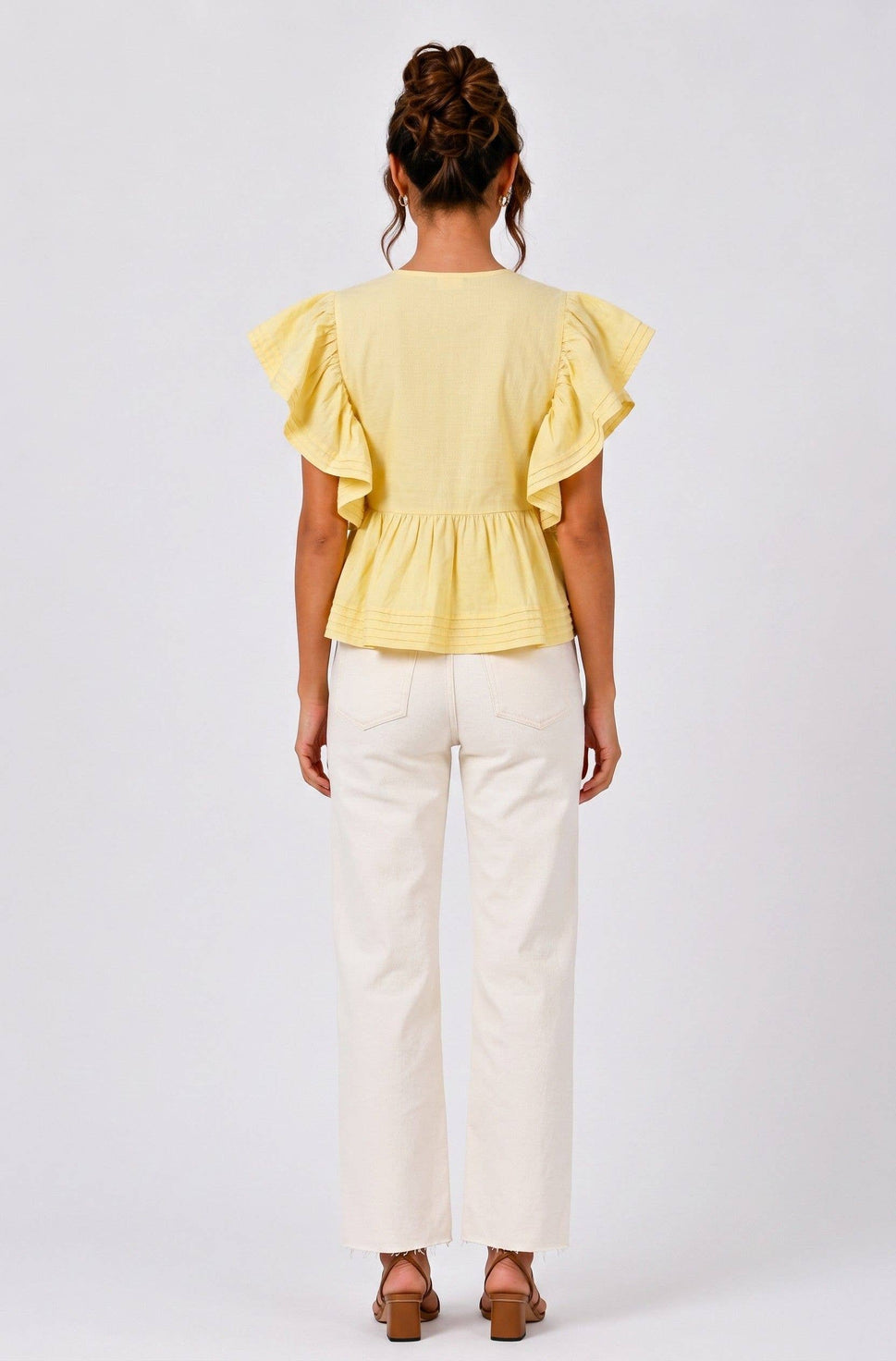 Peplum Blouse With Flutter Sleeves