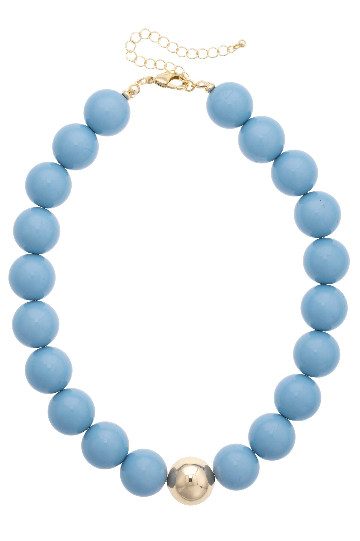 Marjorie Game Day Beaded Necklace: Light Blue