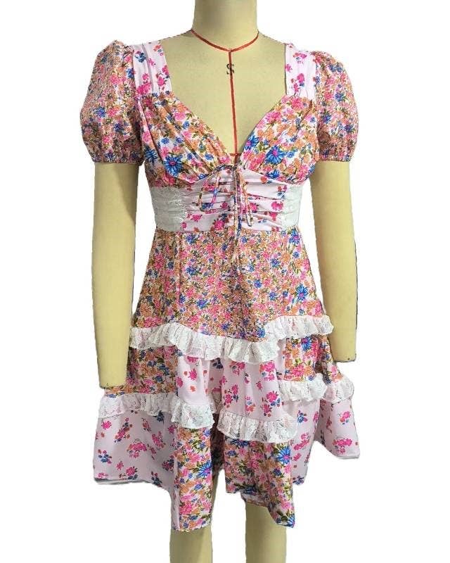 Floral Lace Smocked Dress