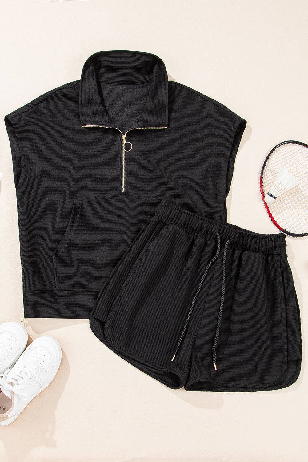 Black Half Zip Set