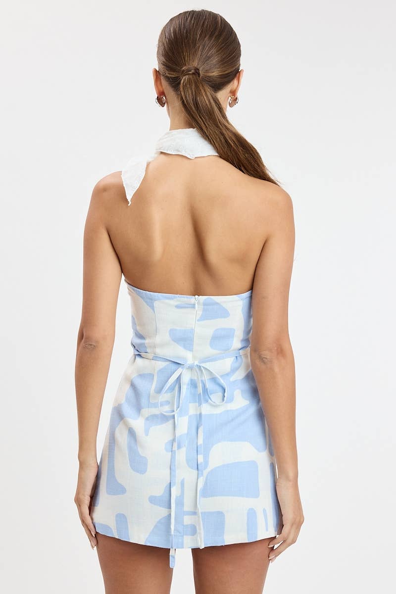 BIG PASTEL DOLMEN WAIST TIE POINT TUBE MINI DRESS