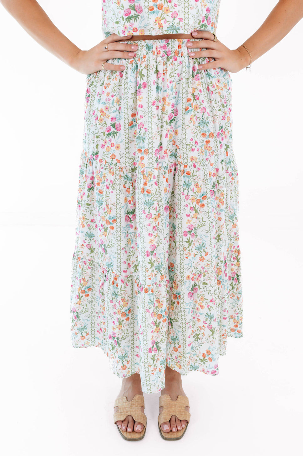 *The Nora Midi Skirt Set - Multi Floral Ruffle