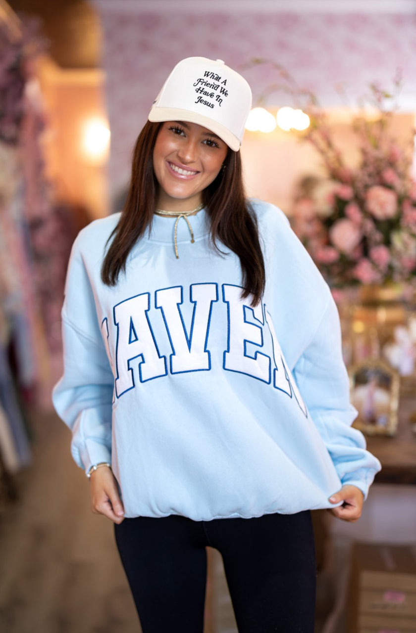 HAVEN Mock Neck Sweatshirt Blue: M