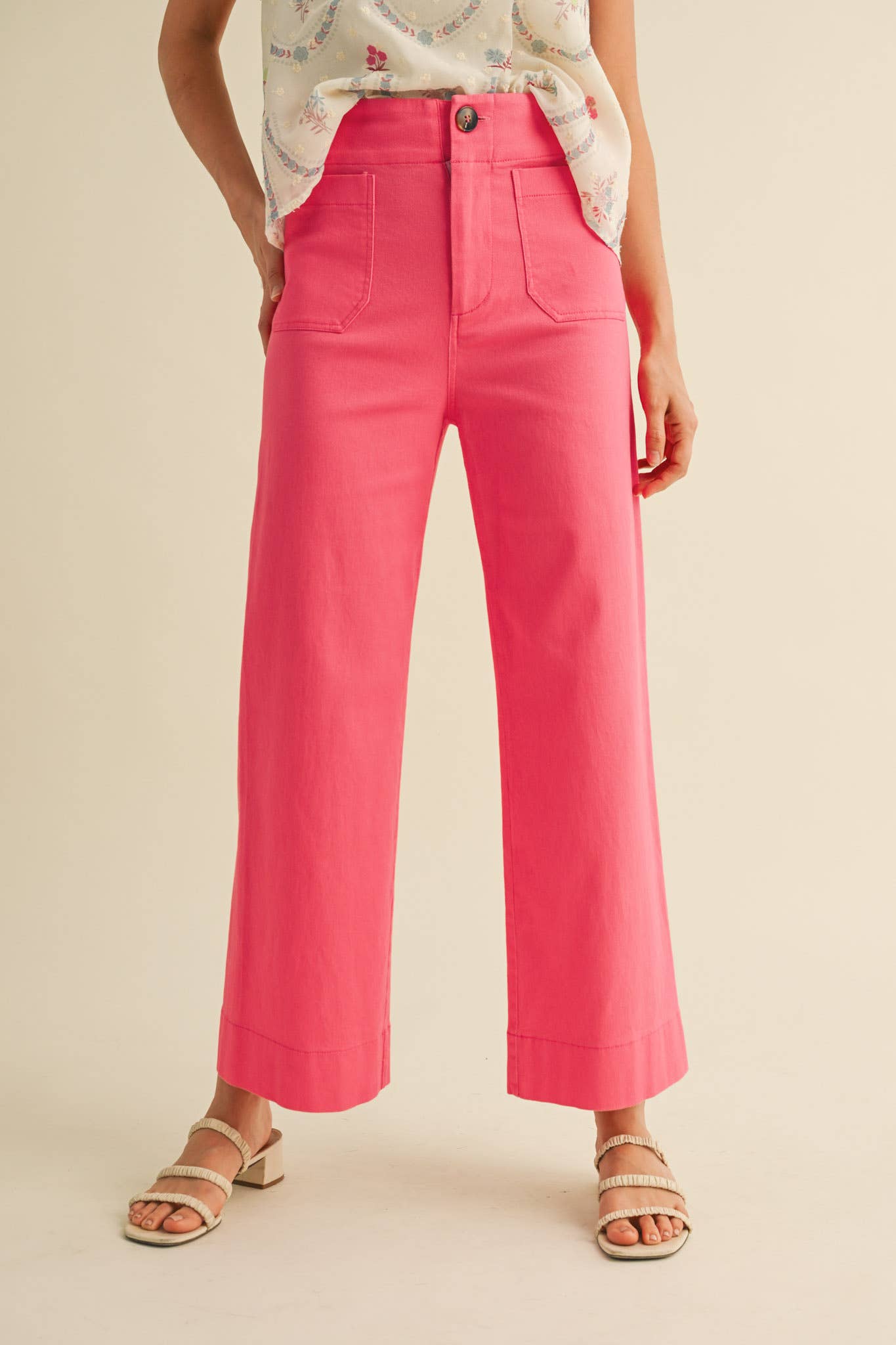 HIGH WAIST CROPPED WIDE LEG PANTS