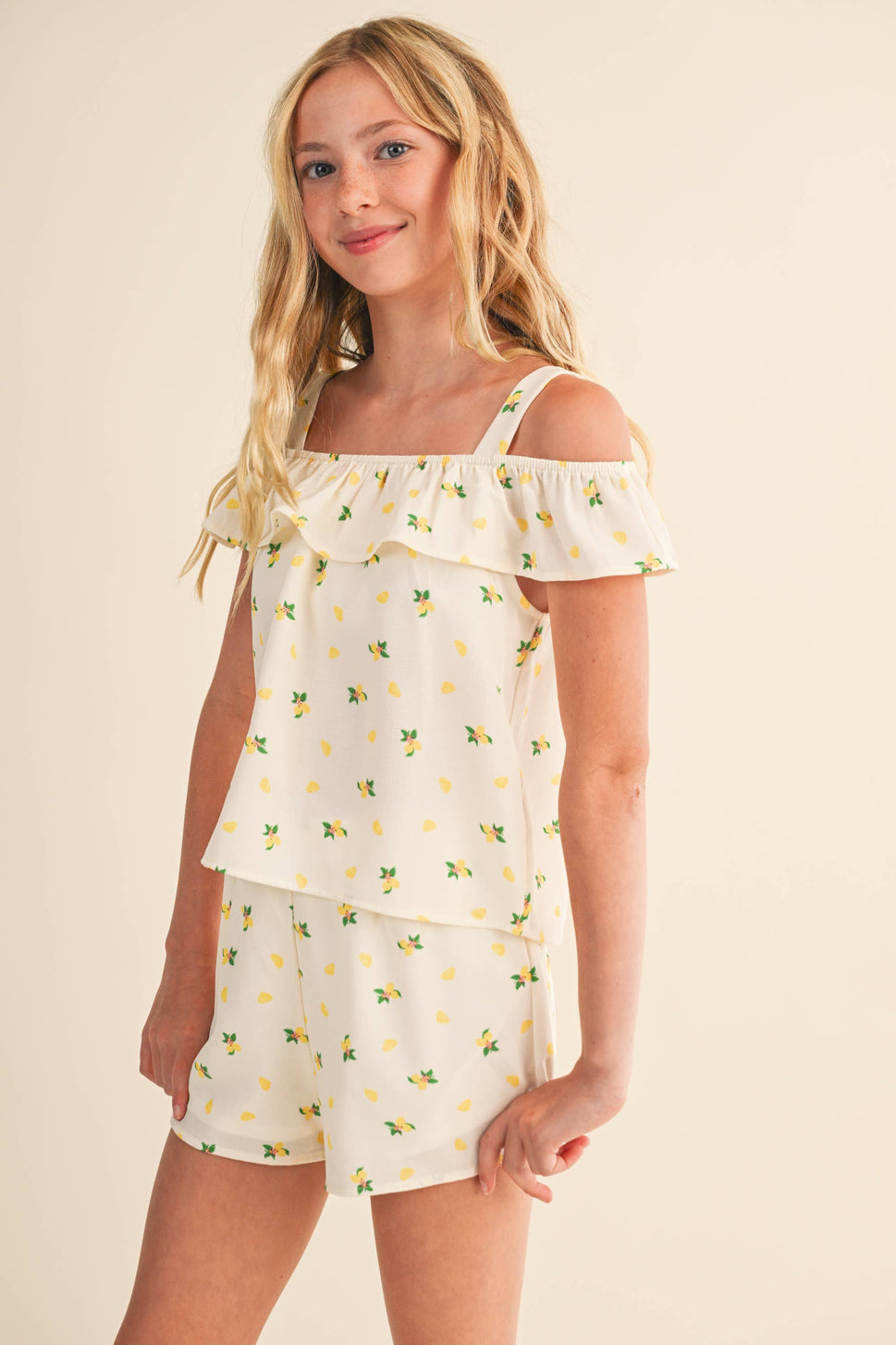 TWEEN KIDS GIRLS OFF SHOULDER SHORTS SET