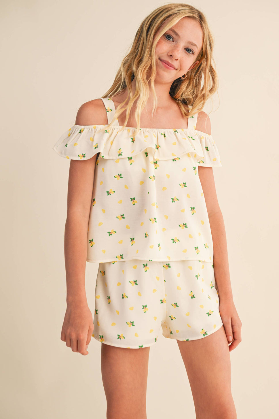 TWEEN KIDS GIRLS OFF SHOULDER SHORTS SET
