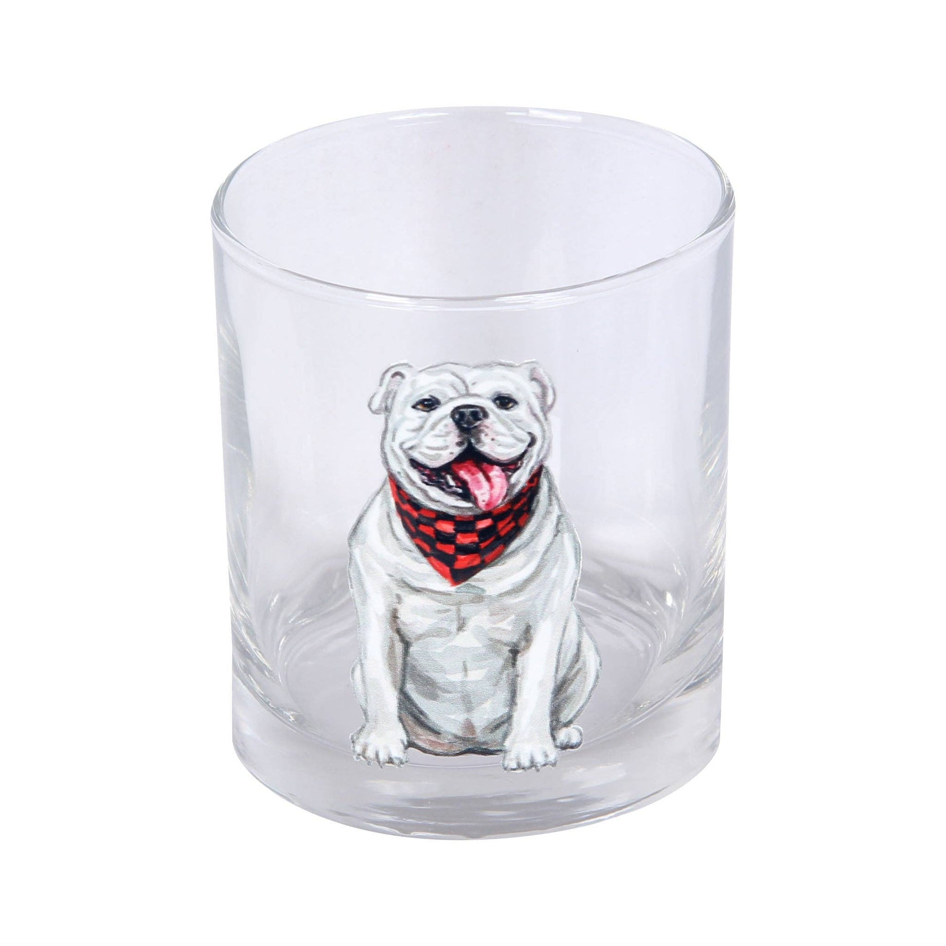 Watercolor Bulldog Rocks Glass