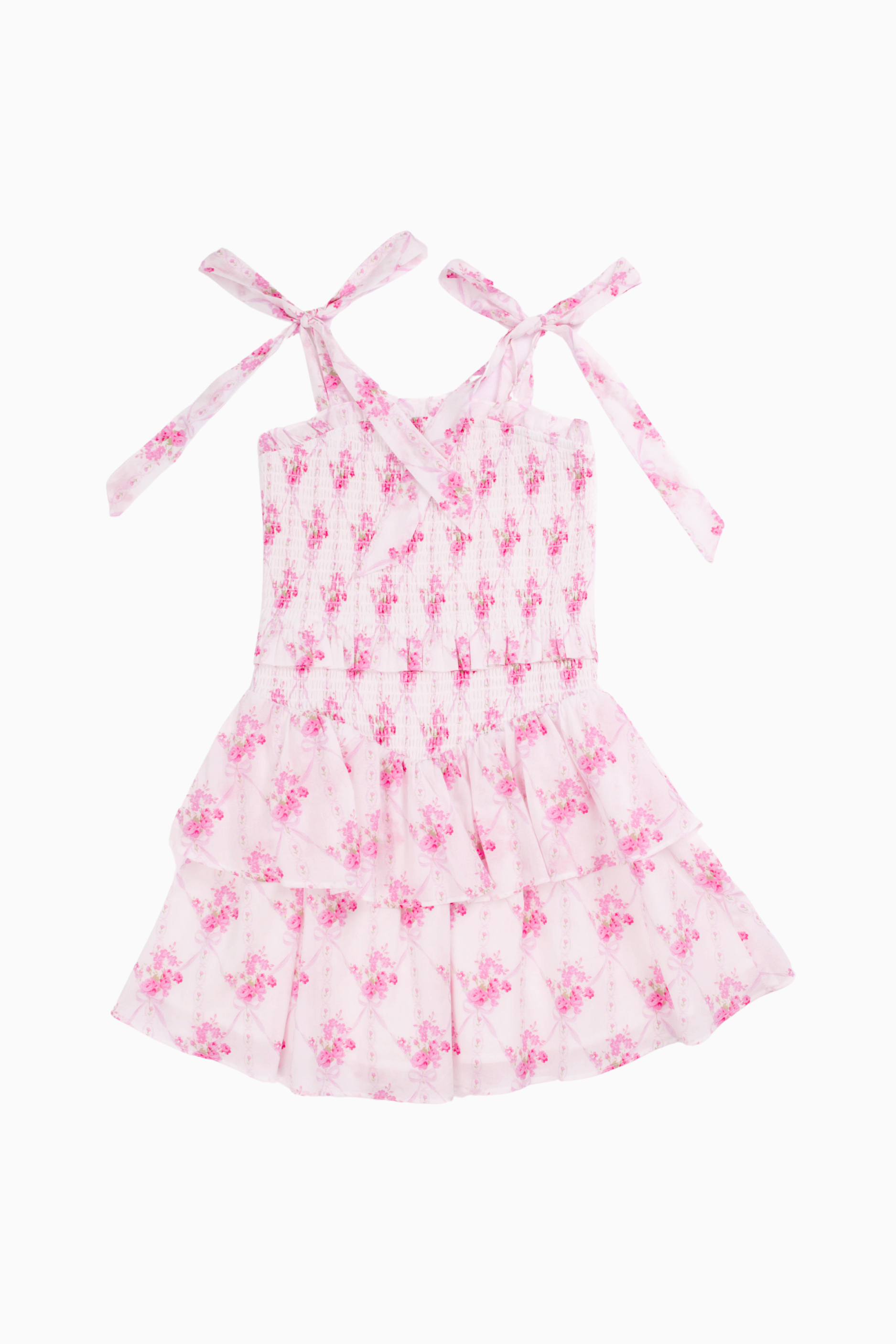 The Hallie Tie Strap Tween Dress Ruched Ruffle