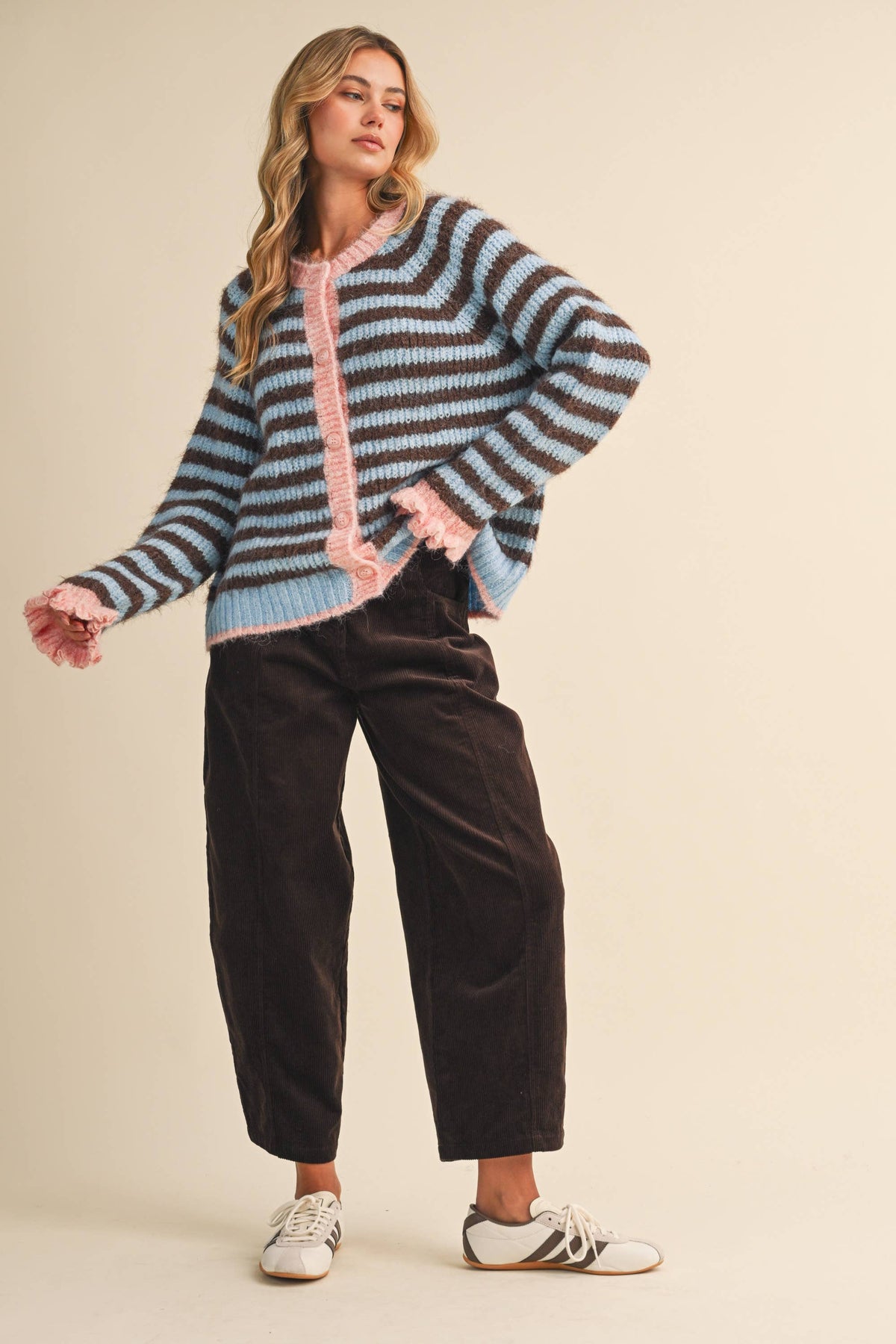 Ruffle Sleeve Stripe Sweater