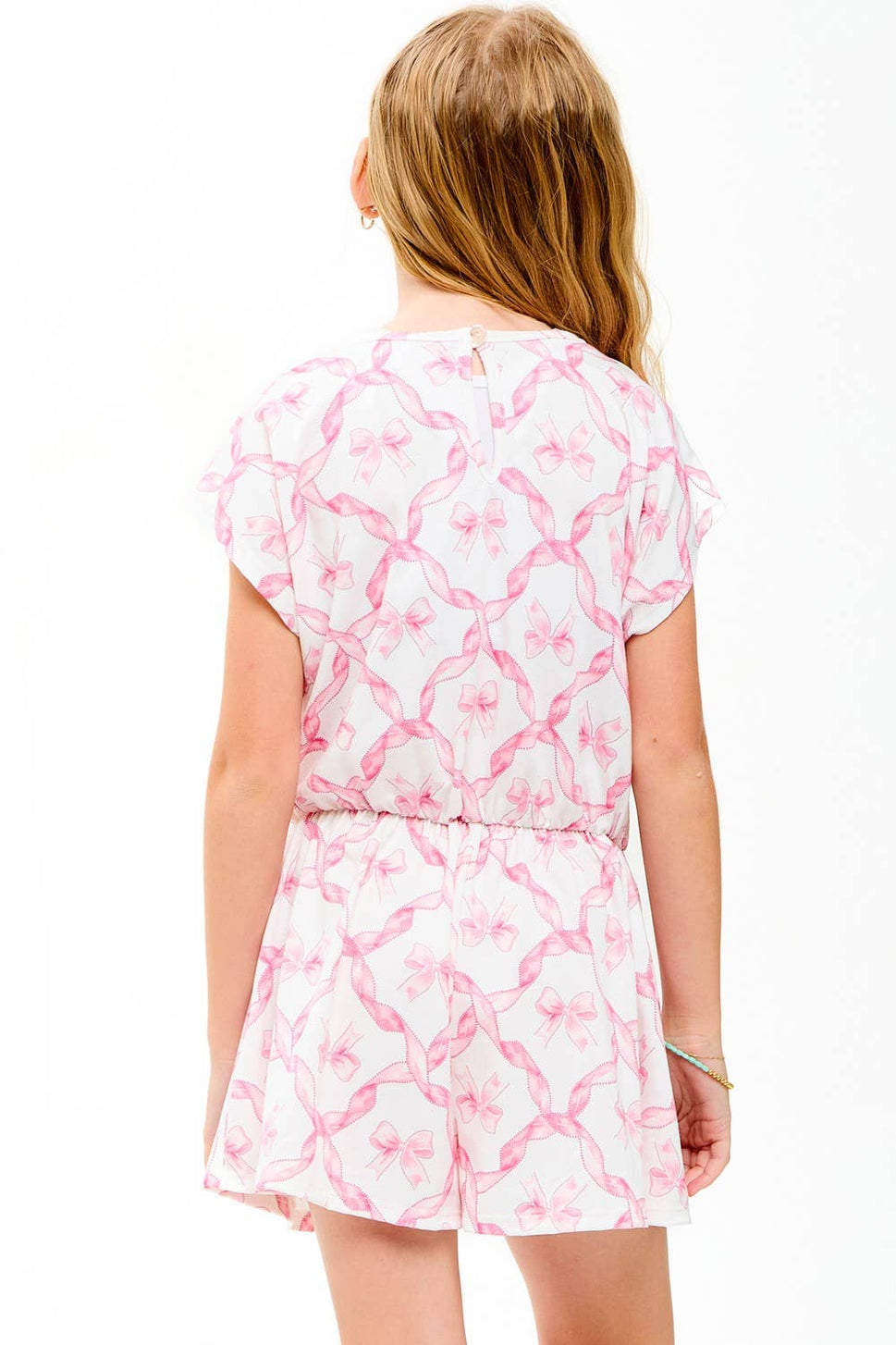 Ribbon Print Skort Romper