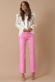 High Waisted Pink Denim