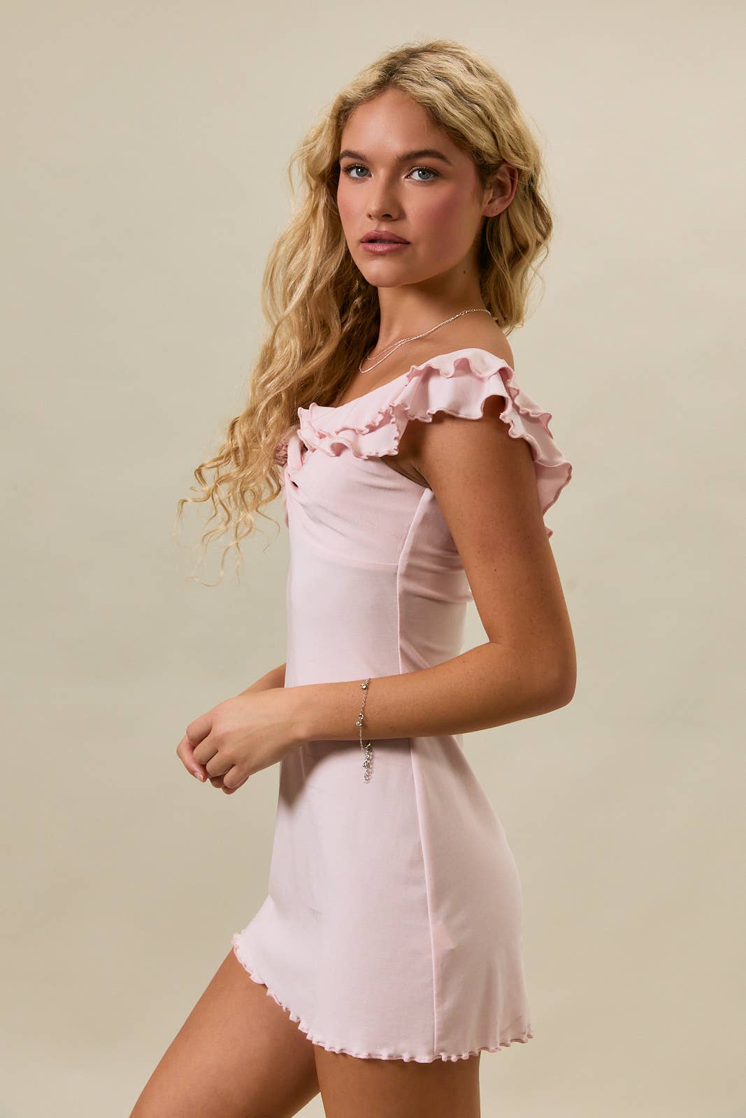 * Lettuce Hem Off The Shoulder Knit Dress