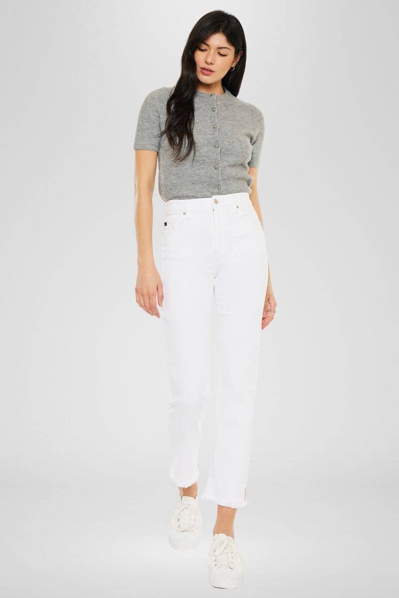 HIGH RISE WHITE SLIM STRAIGHT JEANS