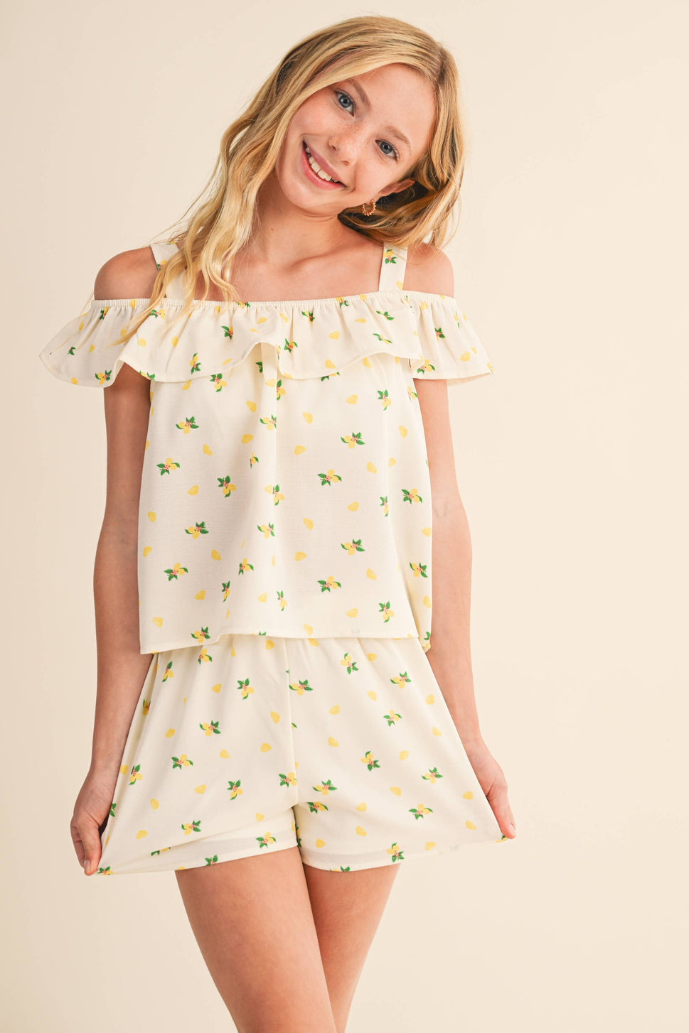 TWEEN KIDS GIRLS OFF SHOULDER SHORTS SET