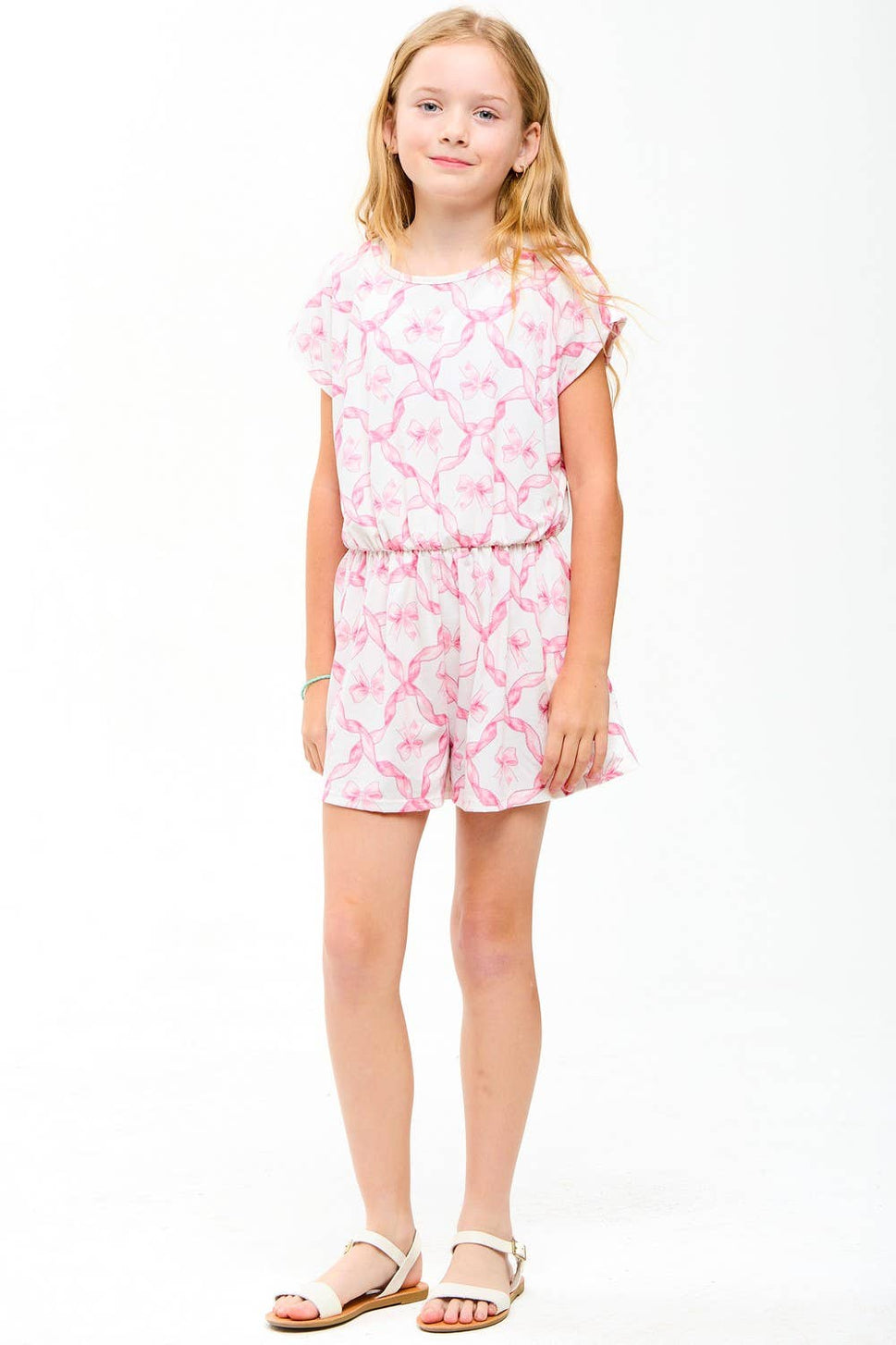 Ribbon Print Skort Romper