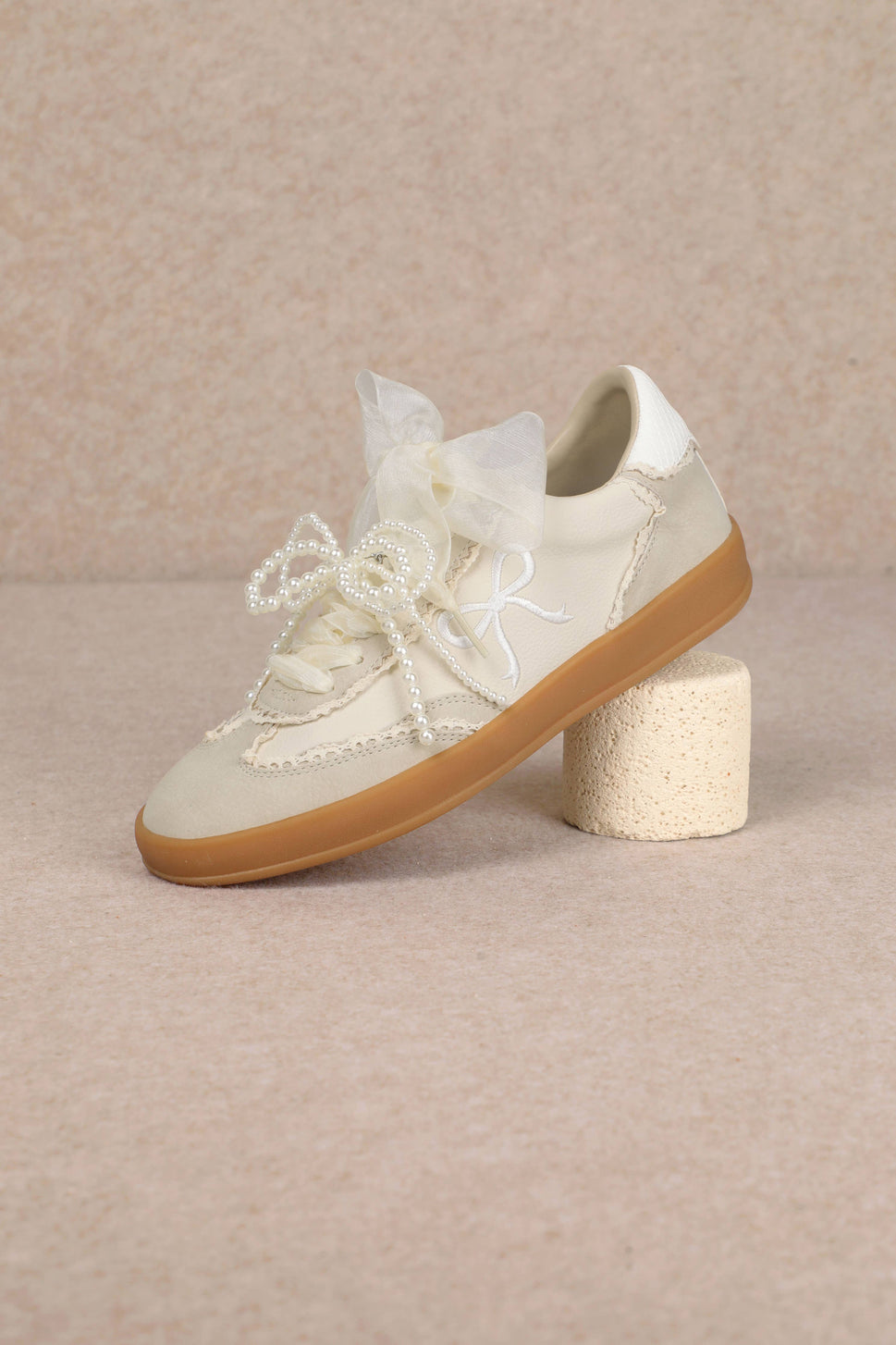 JULIE: Ivory Bow Sneaker
