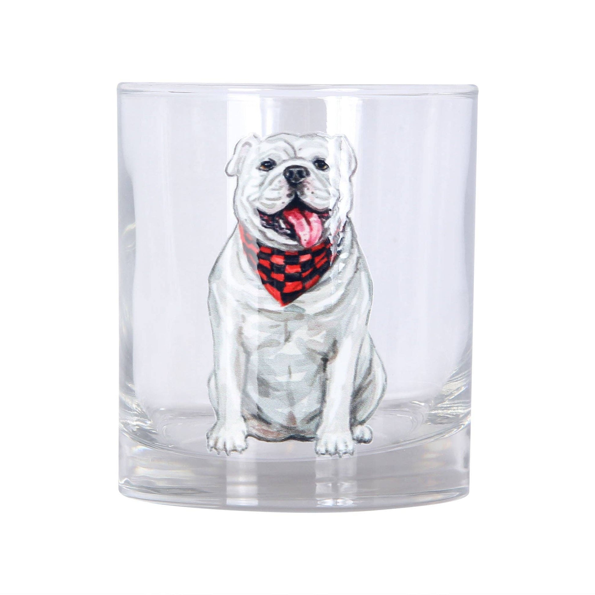 Watercolor Bulldog Rocks Glass