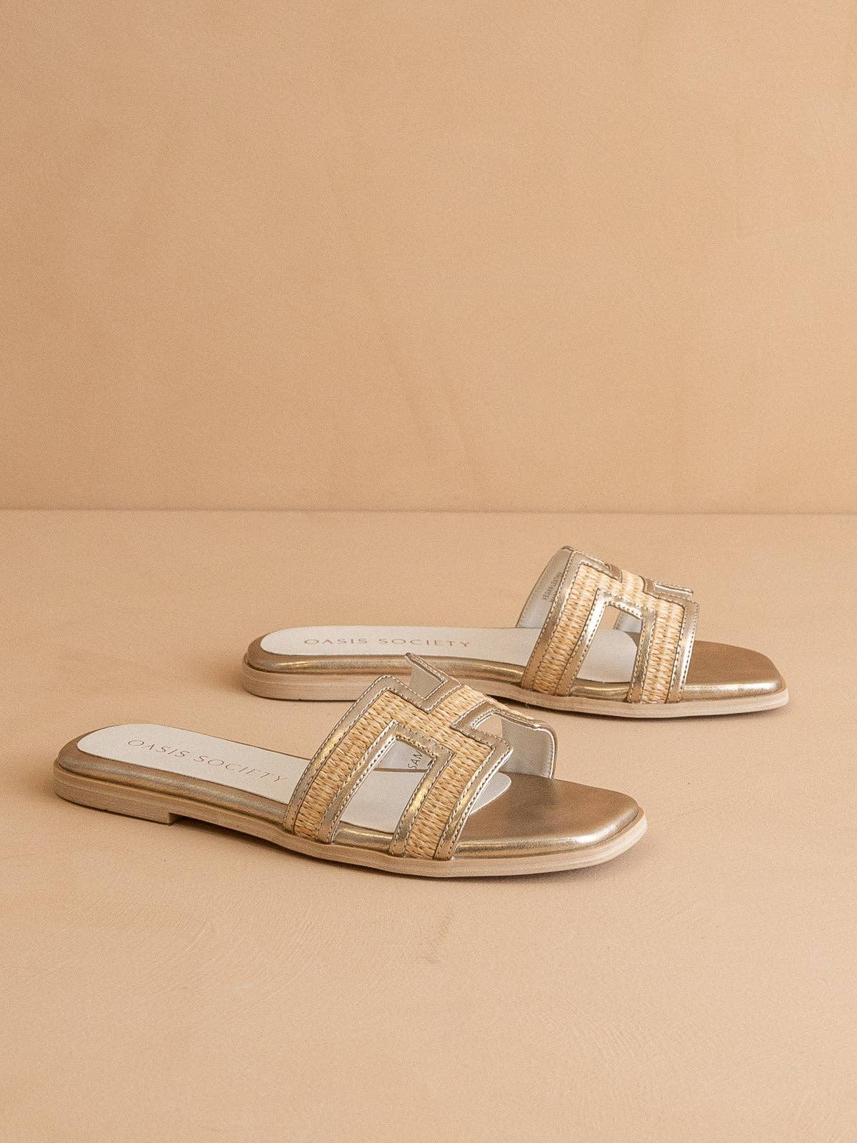 The Ena | H Cutout Raffia Slide