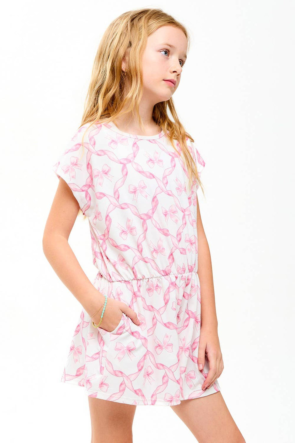 Ribbon Print Skort Romper
