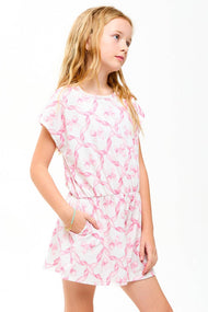 Ribbon Print Skort Romper